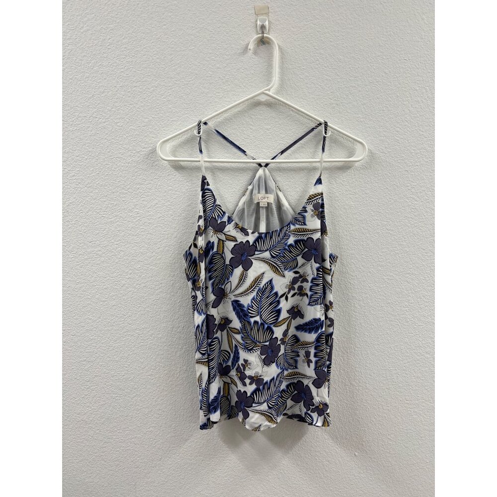 Floral Strappy Loft Womens Tank Top S Multicolor